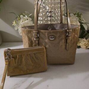 Coach Gold Embossed Women's Bag Set